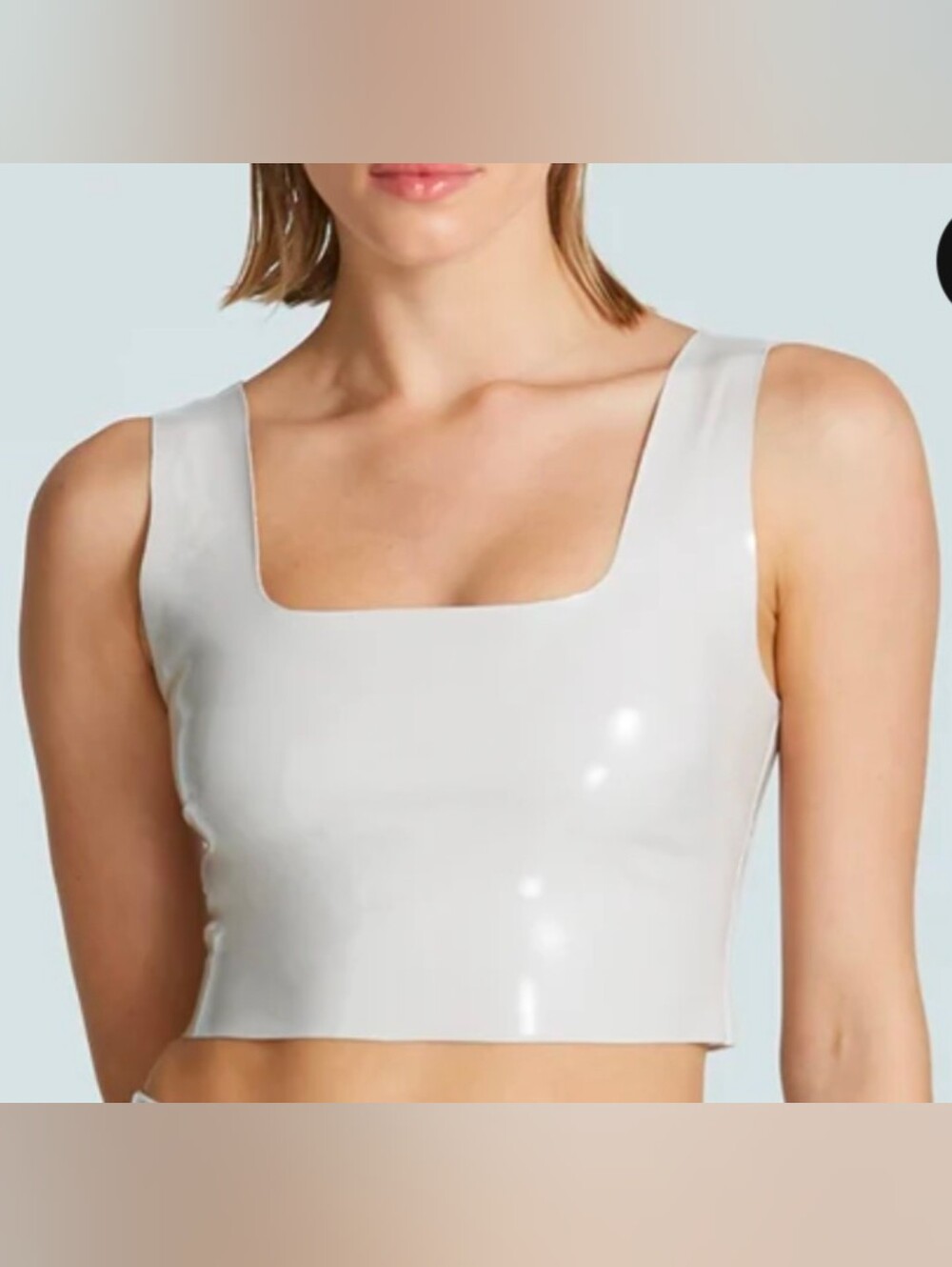 Commando Faux Patent Leather White Square-Neck Crop Top